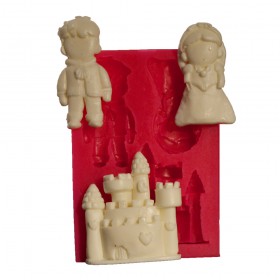 Силиконов калъп "Замък с принц и принцеса"